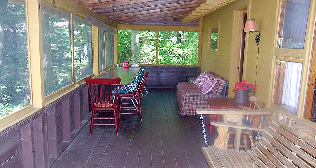 The enclosed porch.
