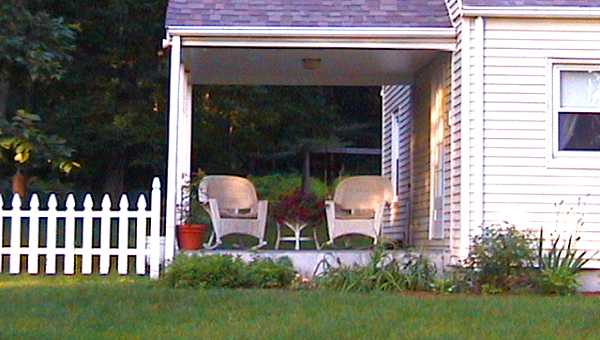 The porch of the home.