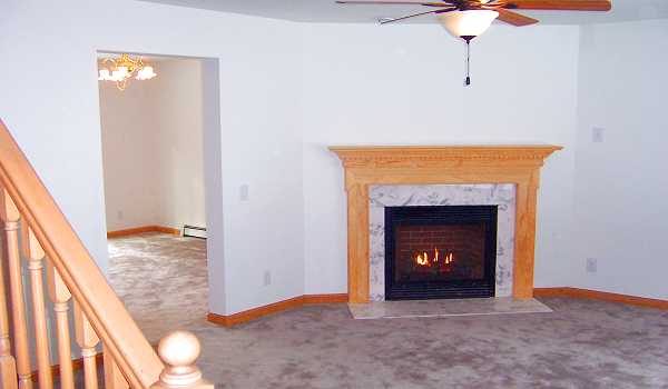 Living room and gas fireplace.