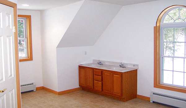The double sink and windows.