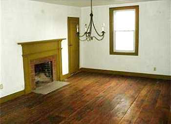 The living room & fireplace.