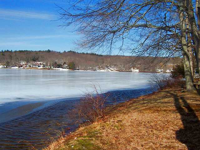 Lake view along shoreline.