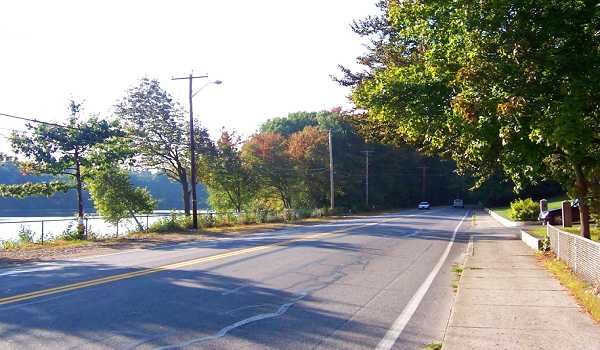 A view of the road/river - right.
