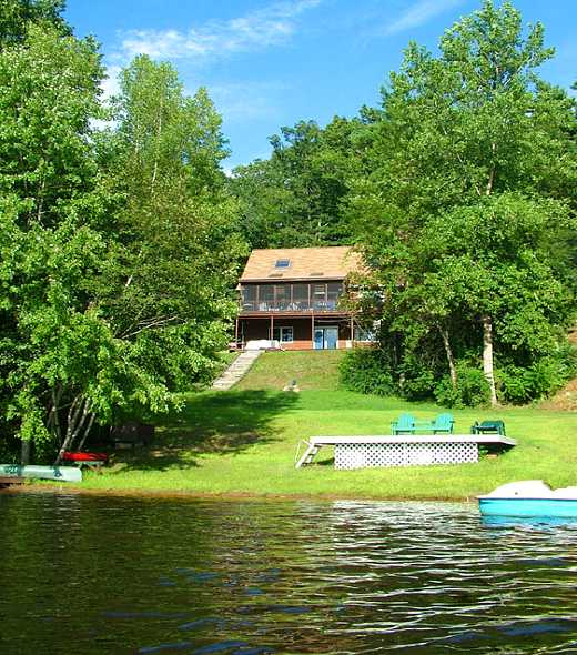 The home from the lake.
