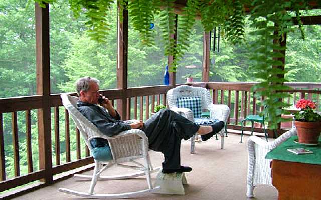 The screened porch.
