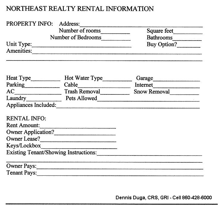 Northeast realty Rental Information.